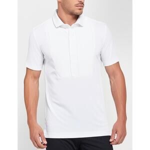 J.LINDEBERG Polo Shirt Mens XL White Golf Regular Fit Pleated Performance Jersey